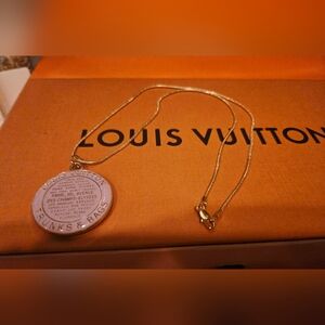Louis Vuitton Gold Tone Charm Upcycled Pendant Necklace  Purple Trunks And Bags